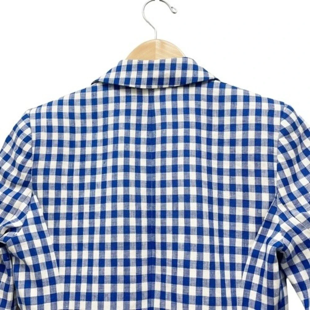 J. Crew Blue Gingham Campbell Linen Blazer Preppy Check Jacket Women’s Size 00
